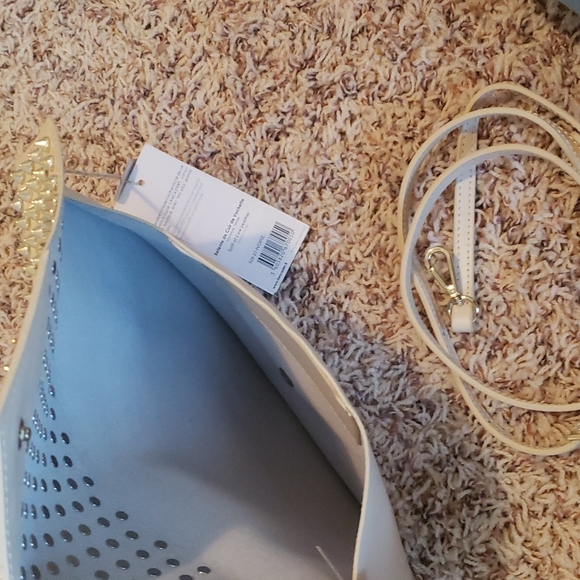 Ivory Studded Leather Envelope Lancaster Clutch - Picture 4 of 6